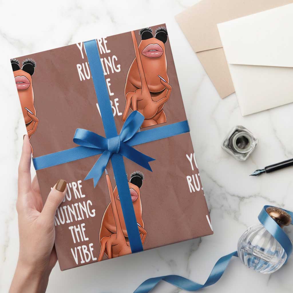 Funny Marcus Wrapping Paper Roll You Are Ruining The Vibe Worm Meme - Wonder Print Shop