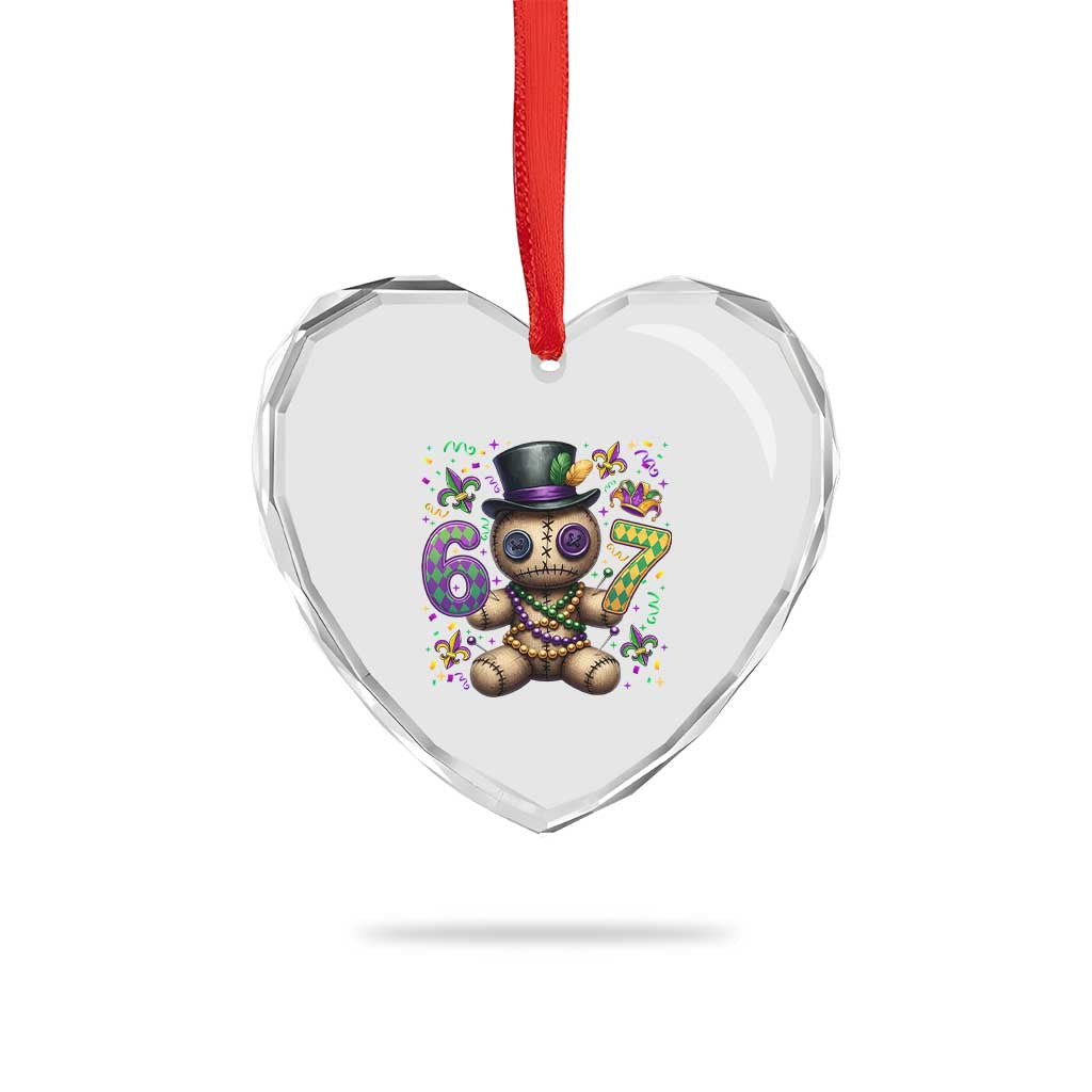 Funny Mardi Gras 67 Voodoo Doll Heart Crystal Glass Ornament Fat Tuesday Six Seven Meme