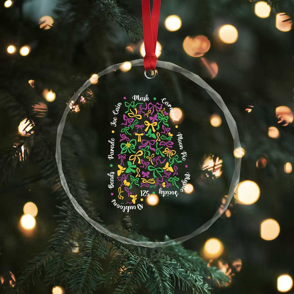 Funny Mardi Gras Alabama Map Coquette Bow Crystal Glass Ornament Moon Pie Carnival Joe Cain Beads