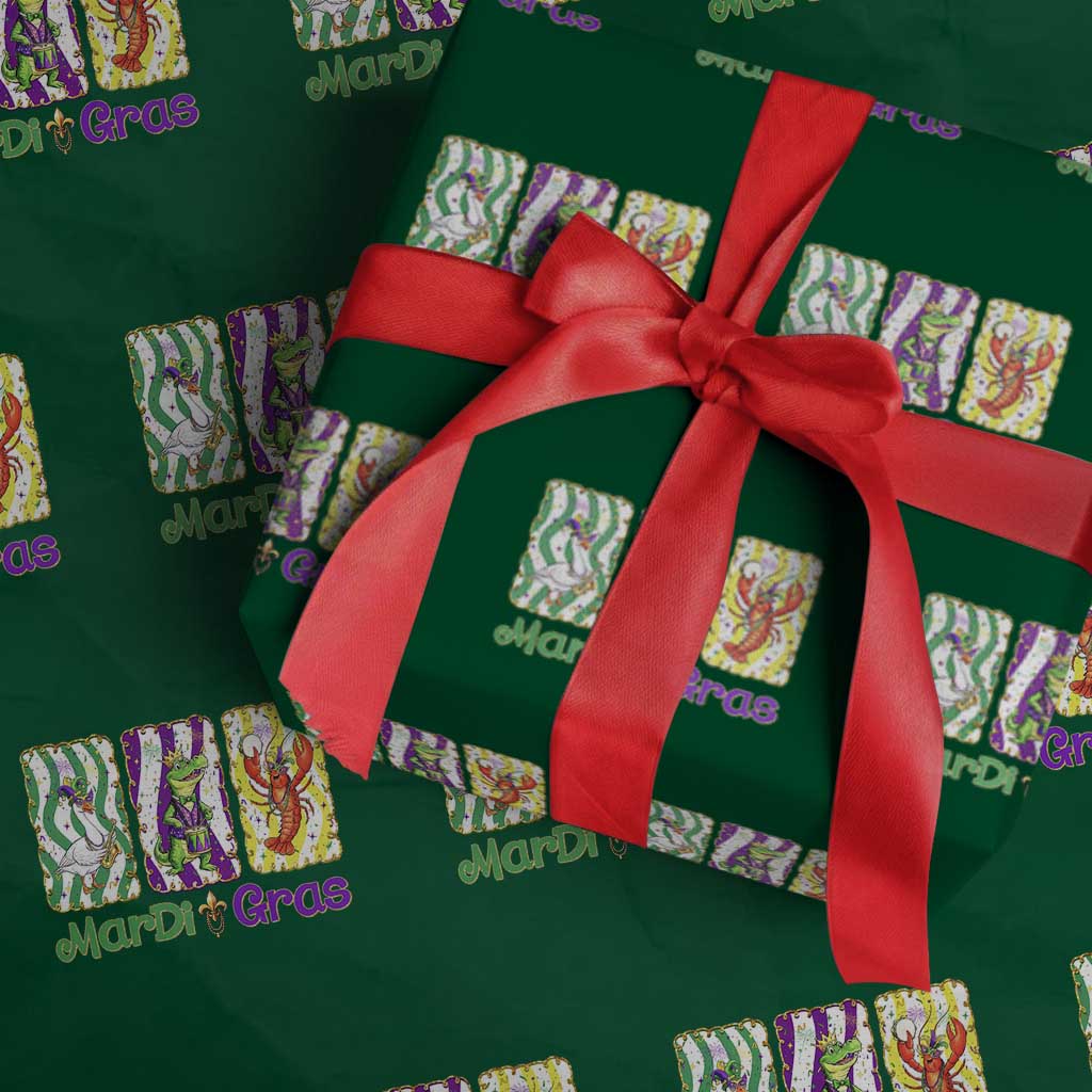 Funny Mardi Gras Animal Wrapping Paper Roll Alligator Crawfish Goose New Orleans Louisiana