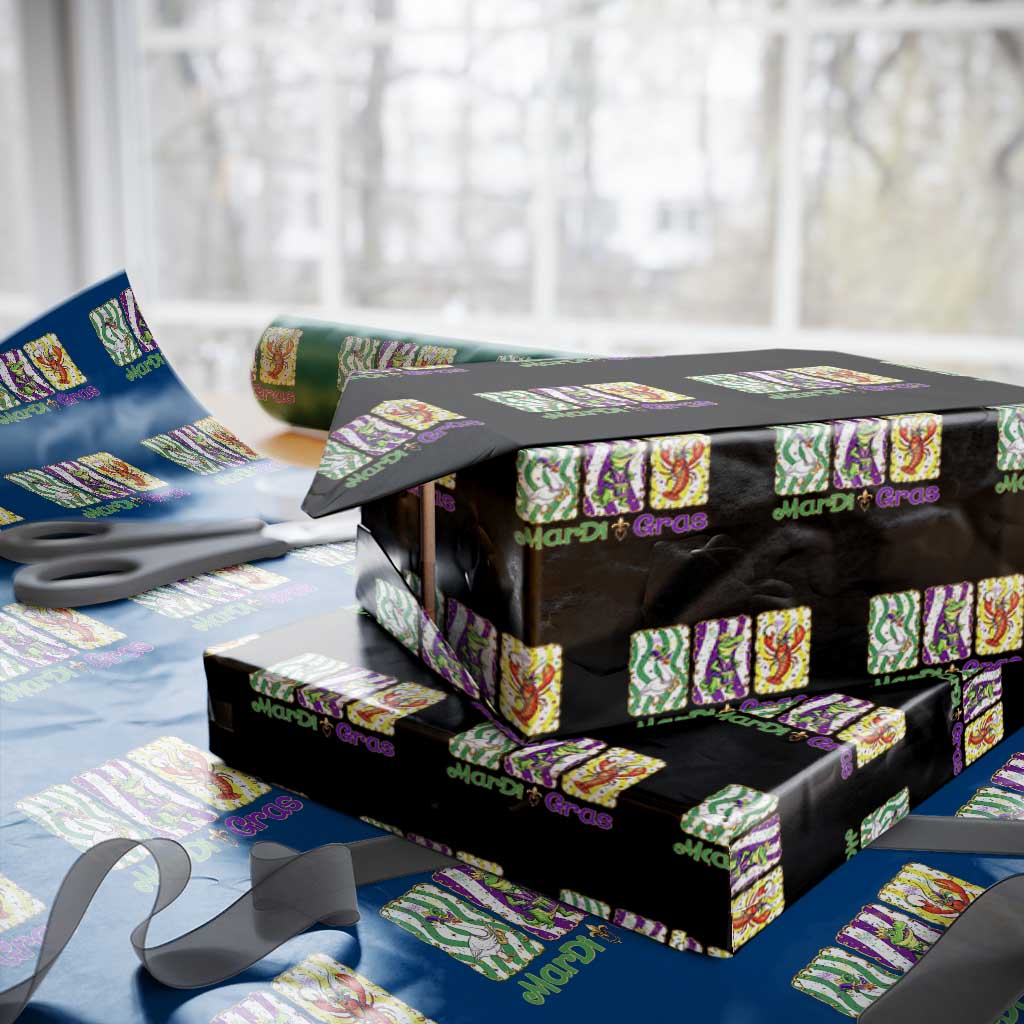 Funny Mardi Gras Animal Wrapping Paper Roll Alligator Crawfish Goose New Orleans Louisiana