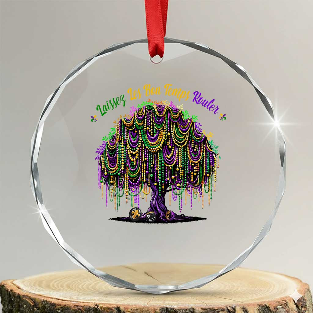Funny Mardi Gras Bead Tree Carnival New Orleans Coconut Crystal Glass Ornament