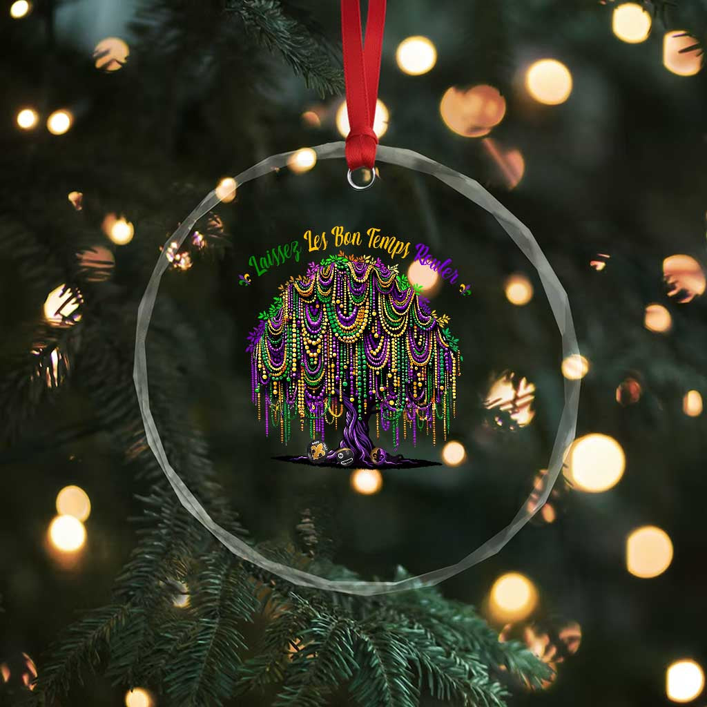 Funny Mardi Gras Bead Tree Carnival New Orleans Coconut Crystal Glass Ornament