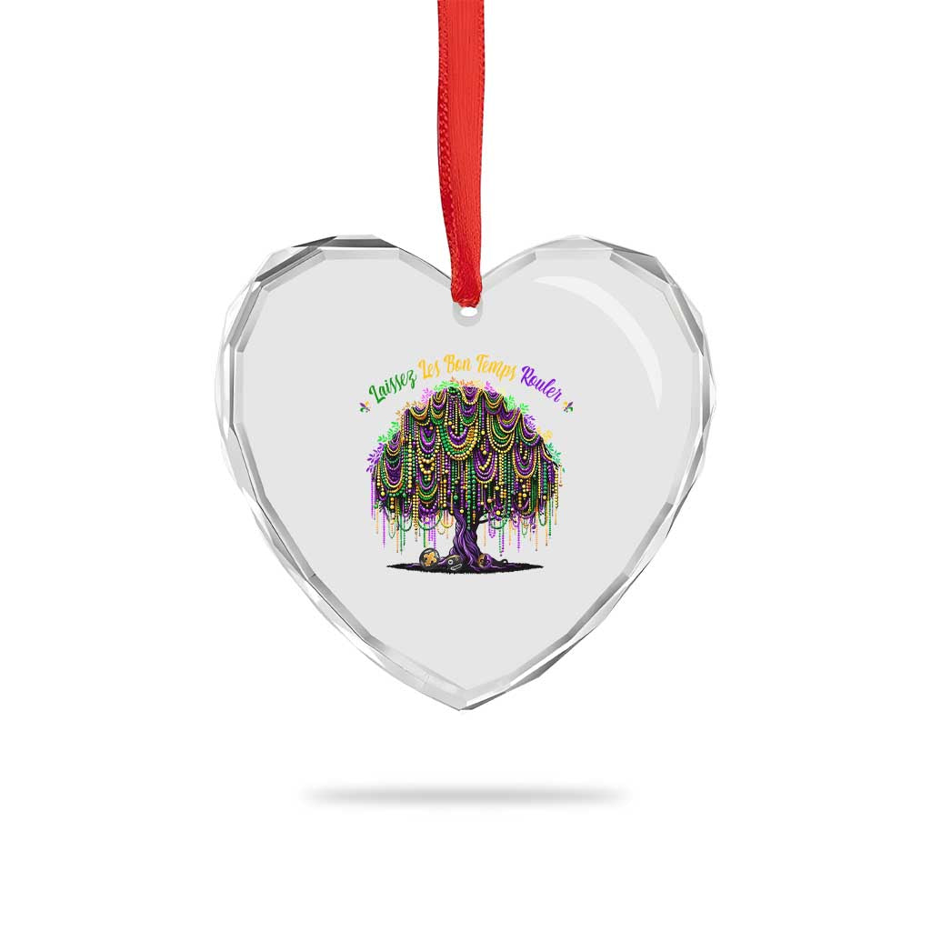 Funny Mardi Gras Bead Tree Carnival New Orleans Coconut Heart Crystal Glass Ornament