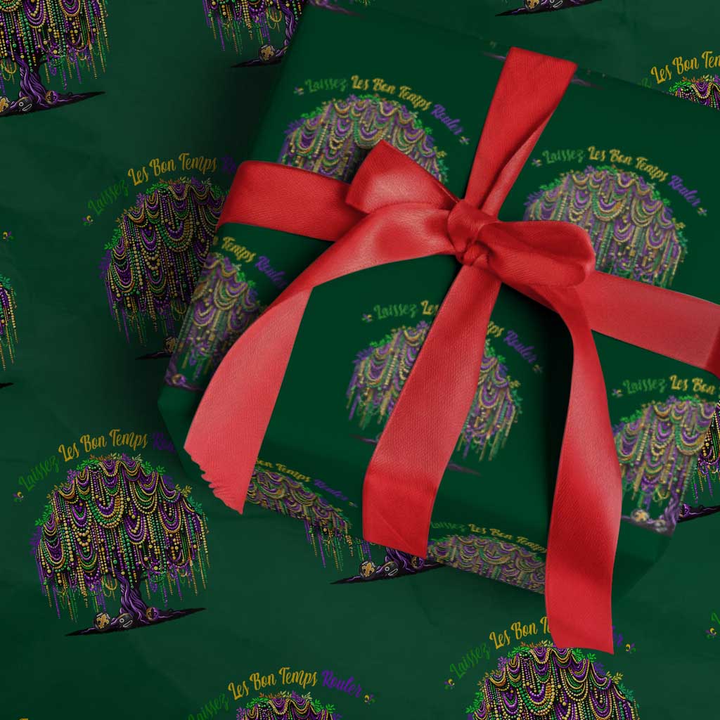 Funny Mardi Gras Bead Tree Carnival New Orleans Coconut Wrapping Paper Roll