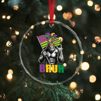 Funny Mardi Gras Bigfoot Bruh Crystal Glass Ornament Sasquatch Carnival NOLA American Flag