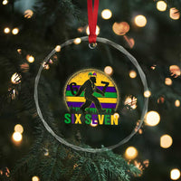 Funny Mardi Gras Bigfoot Crystal Glass Ornament Six Seven Meme