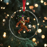 Funny Mardi Gras Bigfoot Playing Soccer Crystal Glass Ornament Football Fan Gift