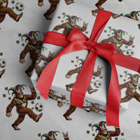 Funny Mardi Gras Bigfoot Playing Soccer Wrapping Paper Roll Football Fan Gift