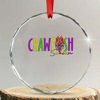 Funny Mardi Gras Cajun Crawfish Season Crystal Glass Ornament