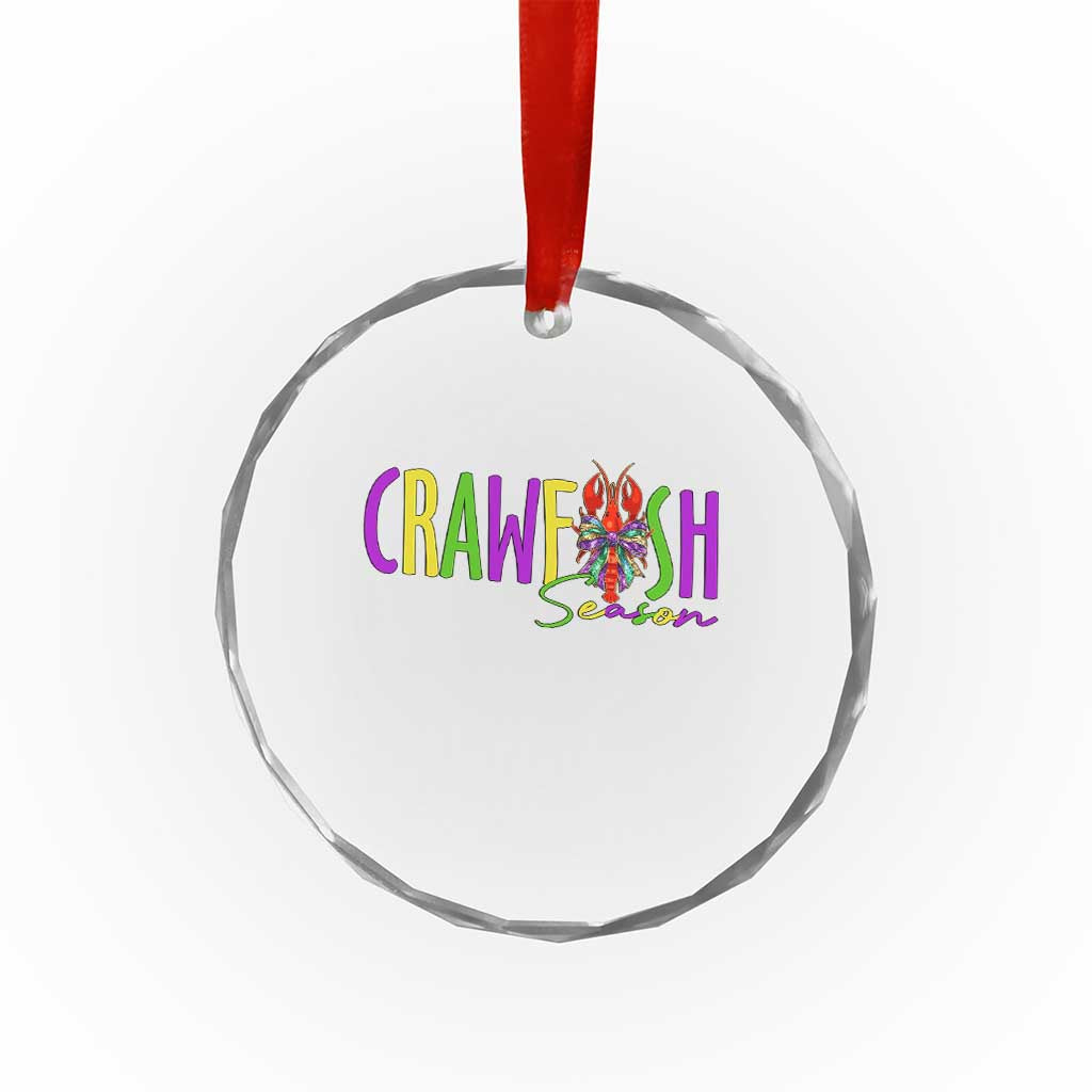 Funny Mardi Gras Cajun Crawfish Season Crystal Glass Ornament