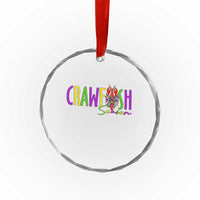 Funny Mardi Gras Cajun Crawfish Season Crystal Glass Ornament