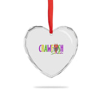 Funny Mardi Gras Cajun Crawfish Season Heart Crystal Glass Ornament