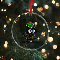 Funny Mardi Gras Cat Crystal Glass Ornament It's Fine I'm Fine Everything Is Fine Jester Hat Beads