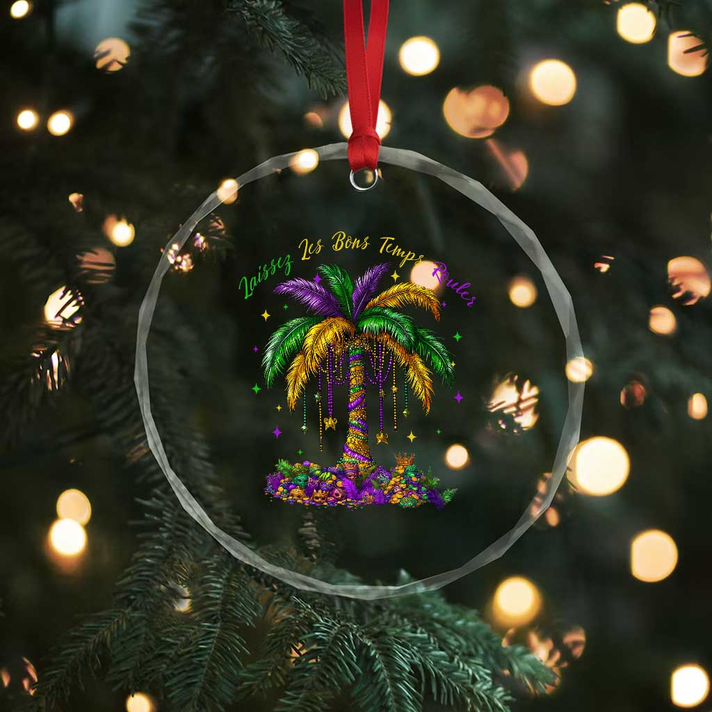 Funny Mardi Gras Coconut Palm Tree Crystal Glass Ornament Laissez Les Bons Temps Rouler Beads Masks