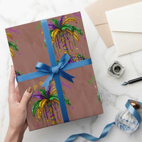 Funny Mardi Gras Coconut Palm Tree Wrapping Paper Roll Laissez Les Bons Temps Rouler Beads Masks