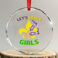 Funny Mardi Gras Cowgirl Crystal Glass Ornament Let's Geaux Girls Fleur De Lys