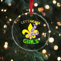 Funny Mardi Gras Cowgirl Crystal Glass Ornament Let's Geaux Girls Fleur De Lys