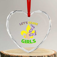 Funny Mardi Gras Cowgirl Heart Crystal Glass Ornament Let's Geaux Girls Fleur De Lys