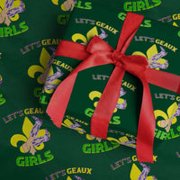 Funny Mardi Gras Cowgirl Wrapping Paper Roll Let's Geaux Girls Fleur De Lys