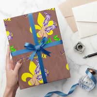Funny Mardi Gras Cowgirl Wrapping Paper Roll Let's Geaux Girls Fleur De Lys