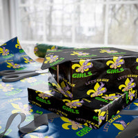 Funny Mardi Gras Cowgirl Wrapping Paper Roll Let's Geaux Girls Fleur De Lys