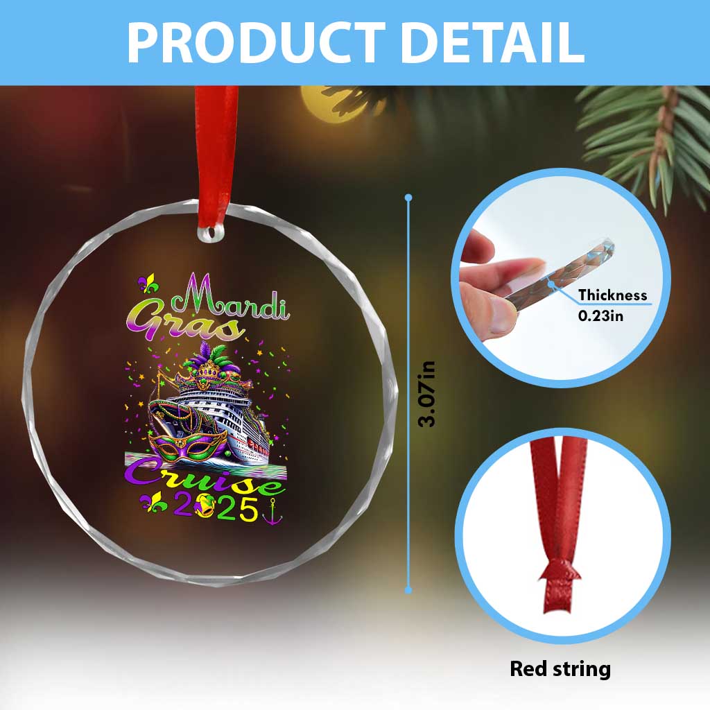 Funny Mardi Gras Cruise 2025 Crystal Glass Ornament Trip New Orleans Family Matching