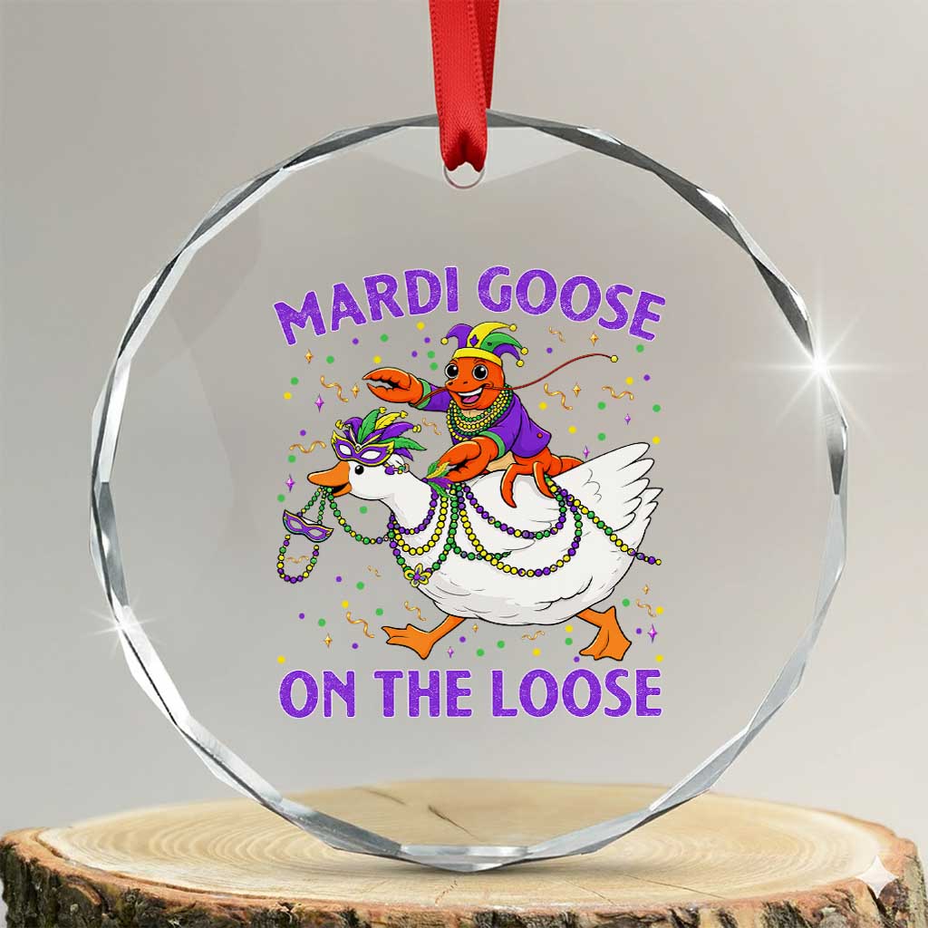 Funny Mardi Gras Crystal Glass Ornament Goose Crawfish Carnival Trendy Meme
