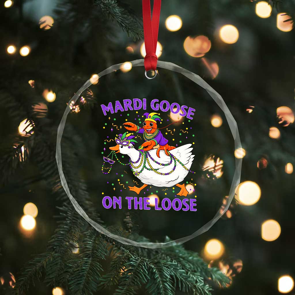 Funny Mardi Gras Crystal Glass Ornament Goose Crawfish Carnival Trendy Meme