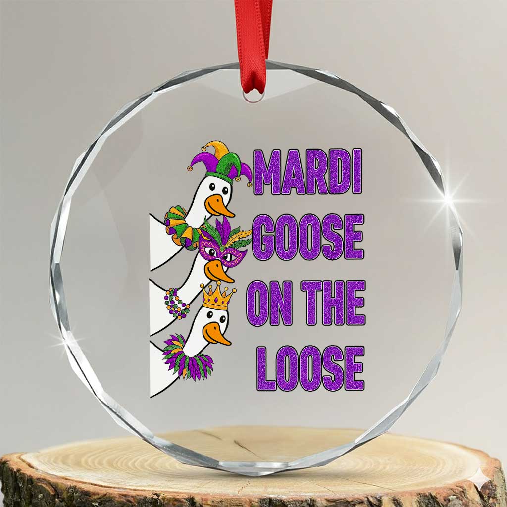 Funny Mardi Gras Crystal Glass Ornament Louisiana Carnival Silly Goose Festival