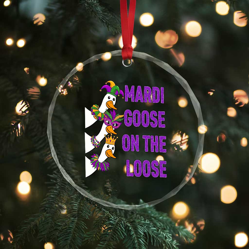 Funny Mardi Gras Crystal Glass Ornament Louisiana Carnival Silly Goose Festival