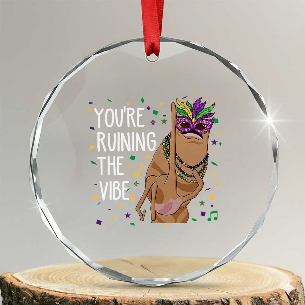 Funny Mardi Gras Crystal Glass Ornament Marcus The Worm Carnival Trendy Meme