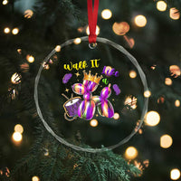 Funny Mardi Gras Crystal Glass Ornament Walk It Like A Dog Balloon New Orleans