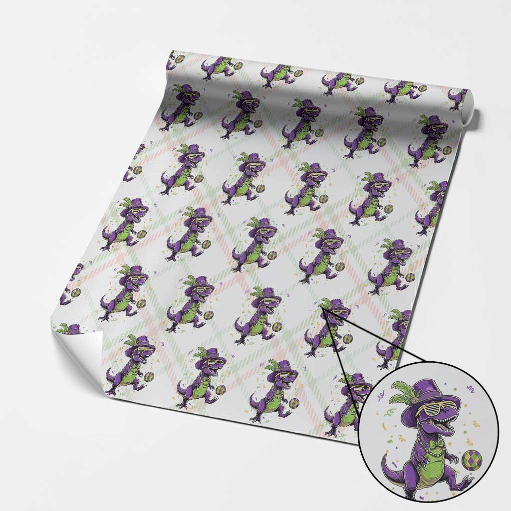 Funny Mardi Gras Dinosaur Playing Soccer Wrapping Paper Roll