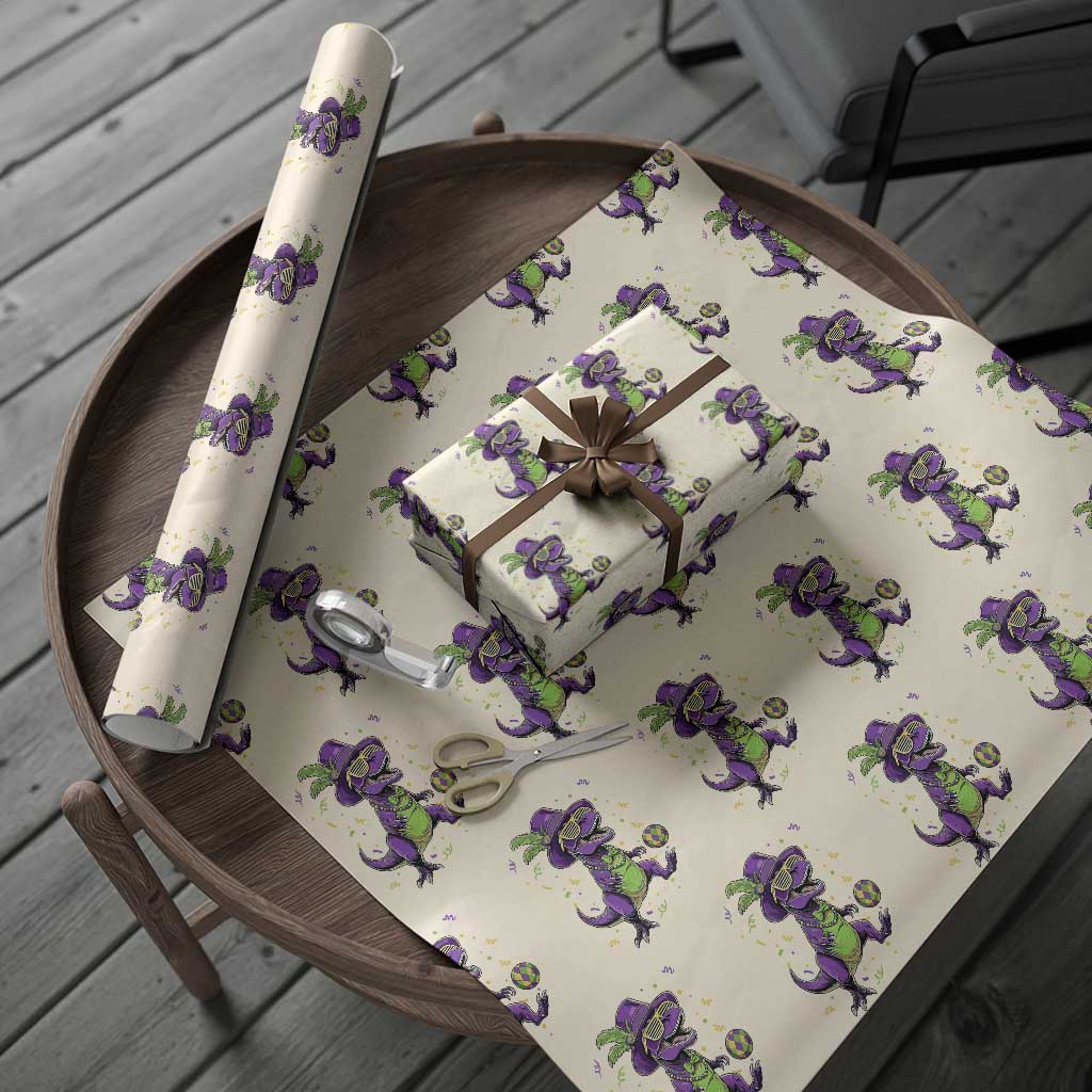 Funny Mardi Gras Dinosaur Playing Soccer Wrapping Paper Roll