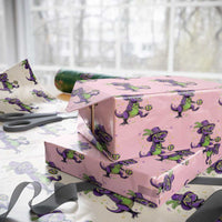 Funny Mardi Gras Dinosaur Playing Soccer Wrapping Paper Roll