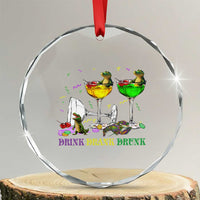 Funny Mardi Gras Drinking Crystal Glass Ornament Drink Drank Drunk Glass Of Wine Alligators