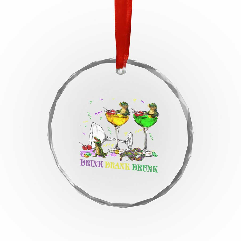 Funny Mardi Gras Drinking Crystal Glass Ornament Drink Drank Drunk Glass Of Wine Alligators