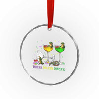 Funny Mardi Gras Drinking Crystal Glass Ornament Drink Drank Drunk Glass Of Wine Alligators