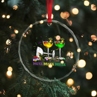 Funny Mardi Gras Drinking Crystal Glass Ornament Drink Drank Drunk Glass Of Wine Alligators
