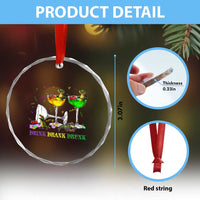 Funny Mardi Gras Drinking Crystal Glass Ornament Drink Drank Drunk Glass Of Wine Alligators