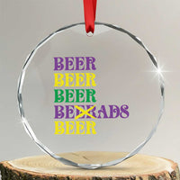 Funny Mardi Gras Drinking Crystal Glass Ornament Retro Beads Beer Carnival Party