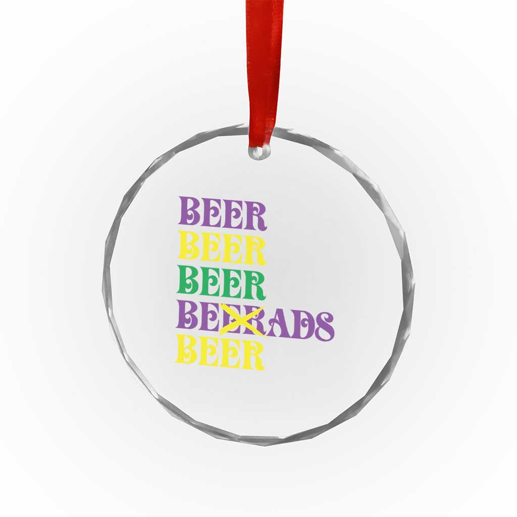Funny Mardi Gras Drinking Crystal Glass Ornament Retro Beads Beer Carnival Party