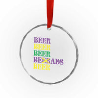 Funny Mardi Gras Drinking Crystal Glass Ornament Retro Beads Beer Carnival Party