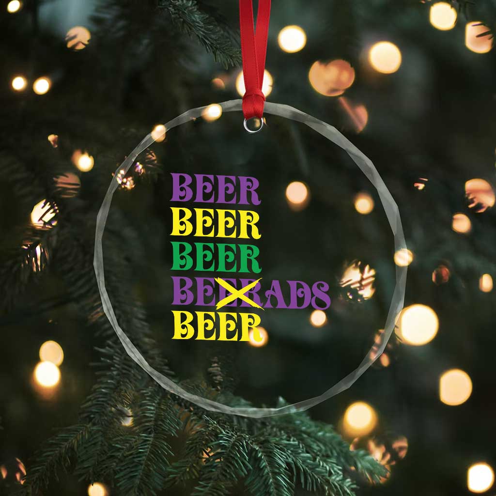 Funny Mardi Gras Drinking Crystal Glass Ornament Retro Beads Beer Carnival Party