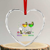 Funny Mardi Gras Drinking Heart Crystal Glass Ornament Drink Drank Drunk Glass Of Wine Alligators