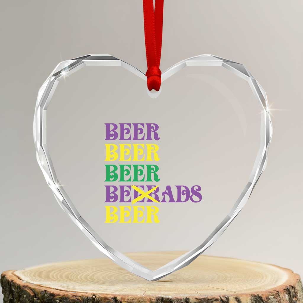 Funny Mardi Gras Drinking Heart Crystal Glass Ornament Retro Beads Beer Carnival Party