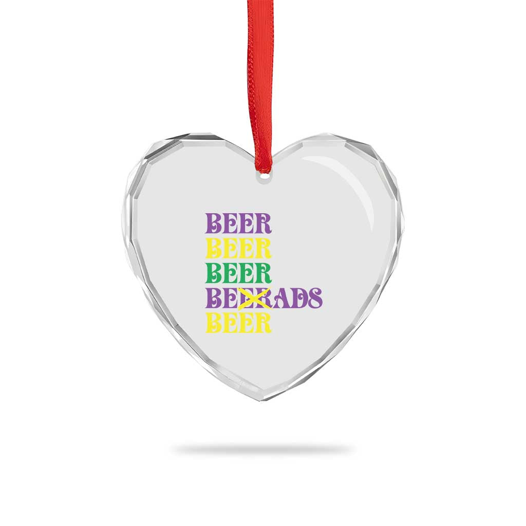 Funny Mardi Gras Drinking Heart Crystal Glass Ornament Retro Beads Beer Carnival Party