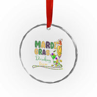 Funny Mardi Gras Drinking Team Crystal Glass Ornament Cocktails Wine Crawfish Beads Glitter Print