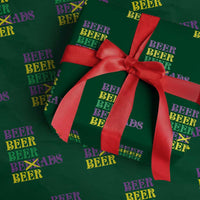 Funny Mardi Gras Drinking Wrapping Paper Roll Retro Beads Beer Carnival Party